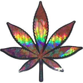 Pot Leaf Sticker Decal Hologram Psychedelic 420 Weed Cannabis Marijuana 4" x 4"