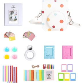 مجموعة ملحقات الكاميرا الفورية 11 في 1 لكاميرا Fujifilm Instax Mini 12 مع حافظة كاميرا + ألبوم صور وإطارات + إطار معلق على الحائط + فلتر ملون + عدسة سيلفي (نقاط ملونة) in Kuwait