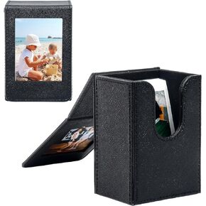 TYUANDOUER Mini 2x3 Film Picture Holder Storage Case Frame for Fujifilm Instax Mini 12/11/9/8/7+/7s/40/EVO/Mini Link, PU Leather Polaroid Photo Storage Box for Fujifilm Instax Mini Film - Black