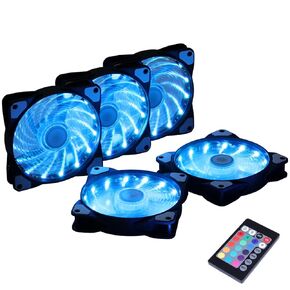 DS 120MM PC Case RGB Fans, LED Silent RGB Fans for Computer Cases, CPU Cooler, Water Cooling (Support for ASUS Aura, MSI Mystic, 5 Pack LED Fans Kit, F Series)