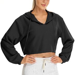 icyzone Women's Oversized Fleece Lined Hooded Sweatshirt Cropped Soft Pullover with Drawstring