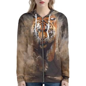 Womens Fall Jackets Hoodie with Pocket, Skulls,Island Flowers Zip Front Open Cardigan Hood Warm Outerwear XS-5XL