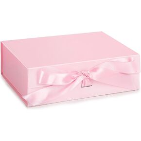 JOHOUSE Black Gift Box, 10.5" x 7.5" x 3.1" Gift Boxes with Lids for Presents, Magnetic Closure Collapsible Gift Box with Ribbon For Groomsman Proposal Gift, Birthday