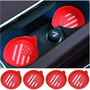 4PCS Car Cup Holder Coasters, 2.75 Inch American USA Flag Patriot Automotive Silicone Non-Slip Insert Coasters Drink Cup Mat, Vehicle Interior Accessories for Women Man, Universal Fit（Black） in Saudi Arabia