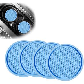 Pack-4 Car Cup Coaster, Universal Vehicle Car Cup Holder Coasters, Silicone Soft Coasters for Cup Holder, Suitable for Most Car, Cup Holder Insert Coaster, Car Accessory (Black)