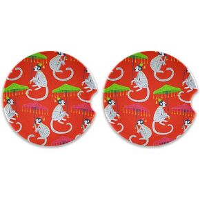 Car Coaster 2 Pack Art Painting Golf Ball Car Coaster for Drinks Absorbent Ceramic Cup Holder Coaster for Men Women Removal Cute Car Accessories 2.56in
