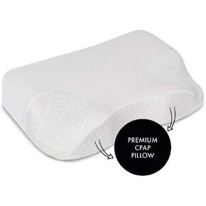Ergonomic CPAP Pillow for Side Sleepers Full Mask Compatible - Comfy Memory Foam CPAP Pillows For Side and Back Sleepers , Stomach Too - Reduce Air Leaks & Mask Pressure for a Better Sleep (Natural)