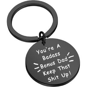 LQRI Step Dad Gift Keychain Best Bonus Dad Ever Gift for Stepdad Stepfather