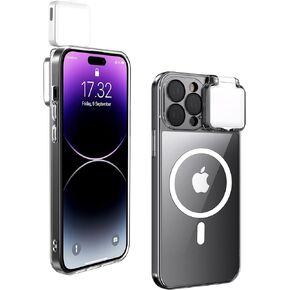 Magnetic Case with LED Selfie Light for iPhone 12 Pro Max Case Rechargeable Portable Phone Ring Light for Selfie, Makeup, Tiktok, Live Stream Clear