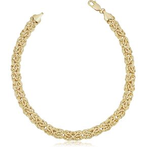 Solid 14k Yellow Gold Filled 6 mm Byzantine Bracelet for Men and Women (7.5 or 8.5 inch)
