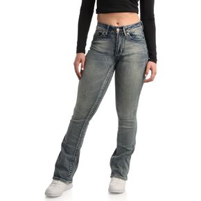 dollhouse Women's Jeans - High Waisted Wide Leg Flare Jeans - Denim Boot Cut Bell Bottom Jeans (1-13)