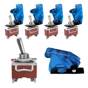 MGI SpeedWare 20A SPST Toggle Switch ON/OFF 5-Pack with Aircraft Safety Cover (Red)