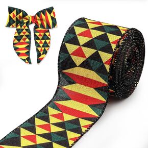 Black History Month Ribbon 1865 Freedom Day Ribbon for Crafts Wreath Bows Wrapping Juneteenth Ribbon for Juneteenth Kwanzaa Africa American Party Home Decoration, 2.5 Inch x 10 Yards