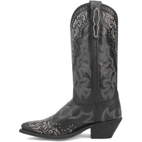 Laredo Womens Regan Embroidered Studded Snip Toe Casual Boots Mid Calf Low Heel 1-2" - Black