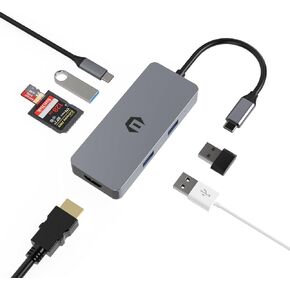USB C Docking Station USB C Hub 7 in 1 Multiport USB C Adapter HDMI, 100W PD, 3 USB A 3.0, SD/TF Dock for Typ C Laptop