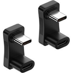 180°USB-C to USB Adapter, 180 Degree Angle USB-C Male to USB-C Female USB-C 3.1/PD 100W 4K60Hz Adapter, Compatible with Steam Deck/Tablet/Phone/Switch/Laptop (A-2 Pack)