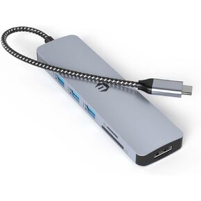 6-in-1 USB C Hub Docking Station, with 4K HDMI Adapter, USB 3.0/2.0 Ports, SD/TF Card Reader, Dual Monitor Type C Multiport Adapter Docking Station for Surface Pro