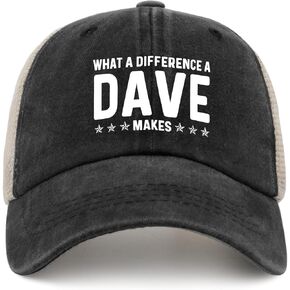What A Difference A Dave Makes Hat for Men Dad Hat with Design Hats