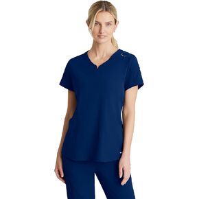 باركو سكيتشرز Vitality Aura Scrub Top للنساء - قميص طبي منحني برقبة على شكل حرف V، 3 جيوب، قميص فرك نسائي قابل للتمدد في 4 اتجاهات