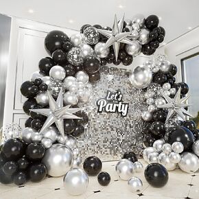 Bonropin 161pcs Black and Gold Balloons Garland Arch Kit with Explosion Star Balloons, 5/10/12/18in Black Gold Confetti Latex Balloons for Anniversary Birthday Party 2024 Graduation Decorations