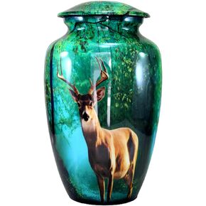 eSplanade Metal Cremation Urn Memorial Jar Pot Container | Full Size Urn for Funeral Ashes Burial | Lighthouse Printed Urn | Blue-Multi - 10" Inches