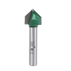 uxcell 90 Degree V-Groove Router Bit 1/2" Dia with 1/4" Shank, Titanium Steel Tipped V Grooving Bit (Green)