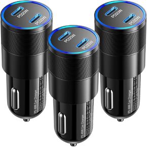 USB C Car Charger 40W, OKRAY 3-Pack 2-Port Type C Phone 15 Car Charger PD3.0 Fast Charging Car Phone Charger Cigarette Lighter Adapter Compatible for Phone 15 Pro Max Plus 14, Galaxy S24 S23 Note 20