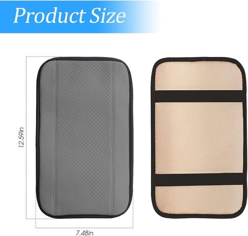Car Center Console Cushion Pad, 12.6"x7.5" PU Leather Auto Armrest Cover Protector, Waterproof Anti-Slip Armrest Box Mat, Car Accessories Interior Protection for Most Vehicle, SUV, Truck (Beige) in Saudi Arabia