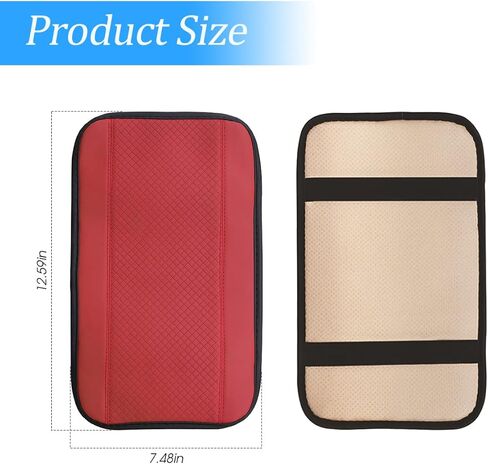 Car Center Console Cushion Pad, 12.6"x7.5" PU Leather Auto Armrest Cover Protector, Waterproof Anti-Slip Armrest Box Mat, Car Accessories Interior Protection for Most Vehicle, SUV, Truck (Beige) in Saudi Arabia
