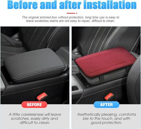 Car Center Console Cushion Pad, 12.6"x7.5" PU Leather Auto Armrest Cover Protector, Waterproof Anti-Slip Armrest Box Mat, Car Accessories Interior Protection for Most Vehicle, SUV, Truck (Beige) in Saudi Arabia