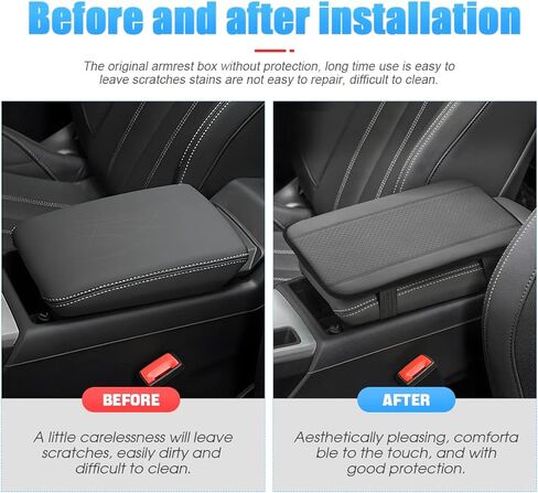 Car Center Console Cushion Pad, 12.6"x7.5" PU Leather Auto Armrest Cover Protector, Waterproof Anti-Slip Armrest Box Mat, Car Accessories Interior Protection for Most Vehicle, SUV, Truck (Beige) in Saudi Arabia