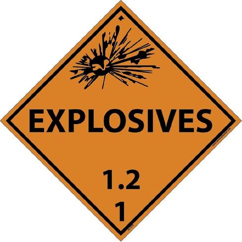 NMC DL131R National Marker Dot Placard Explosives Sign, 1.2 1, 10.75 Inches x 10.75 Inches, Rigid Plastic in Saudi Arabia