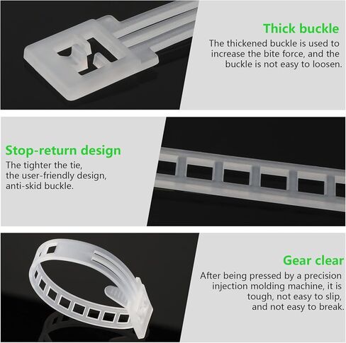 100 حزمة من ربطات الكابلات المرنة شبه المنحرفة، أربطة بسحاب قابلة لإعادة الاستخدام، أشرطة بسحاب قابلة للتعديل، أربطة سلكية قابلة للتحرير من النايلون عالي التحمل (5.5 بوصة، أبيض) in Kuwait