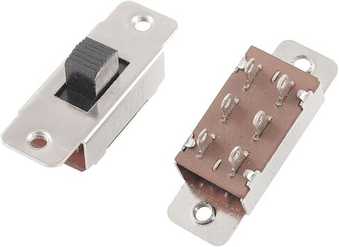 Uxcell On/Off/On 3 Position DPDT 2P2T PCB Panel Slide Switch, 6 Amp/125V, 3 Amp/250 VAC, Silver in Saudi Arabia