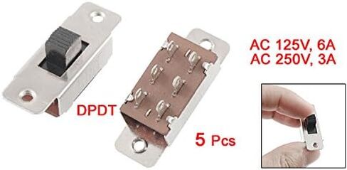 Uxcell On/Off/On 3 Position DPDT 2P2T PCB Panel Slide Switch, 6 Amp/125V, 3 Amp/250 VAC, Silver in Saudi Arabia