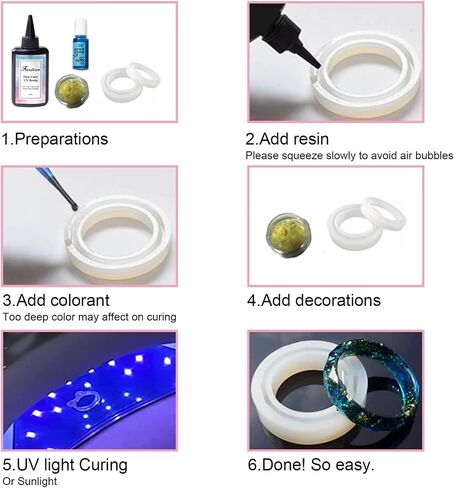 UV Lamp+100G Upgrade 45S Fast Cure Clear Hard Resin+ Color Pigment+Mold+Tool+Glove for DIY Home Professional Casting & Coating Handcraft Jewelry Earrings Necklace Bracelet in Saudi Arabia