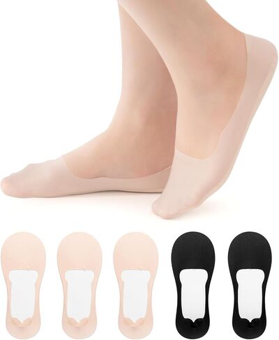 جوارب نسائية بدون عرض 5 أزواج جوارب مبطنة منخفضة القطع غير قابلة للانزلاق جوارب لوفر غير مرئية للشقق in Kuwait