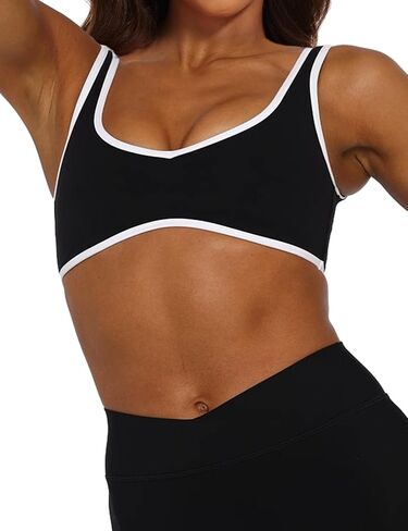MISSACTIVER Women’s Workout Sports Bras Fitness V Neck Backless Wireless Removable Padded Bra Yoga Crop Bralette Tank Top in Saudi Arabia