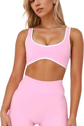 MISSACTIVER Women’s Workout Sports Bras Fitness V Neck Backless Wireless Removable Padded Bra Yoga Crop Bralette Tank Top in Saudi Arabia