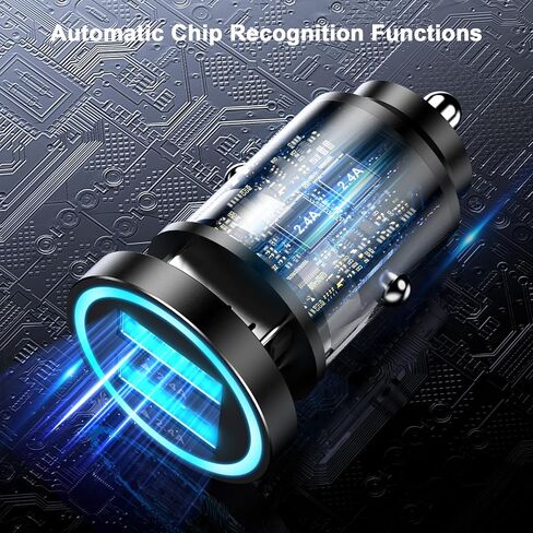 Car Charger iPhone [MFi Certified], Smallest 4.8A All Metal Dual Port USB Car Charger Fast Charge Adapter with 2 Pack Lightning Cable Quick Charging for iPhone 14 13 12 11 XS XR X 8 iPad AirPods in Kuwait