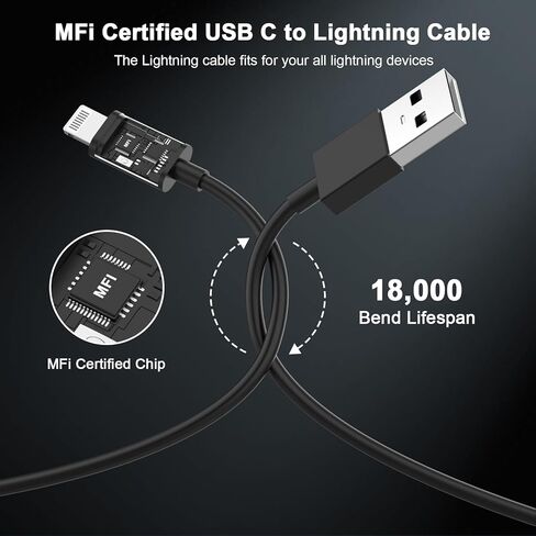 Car Charger iPhone [MFi Certified], Smallest 4.8A All Metal Dual Port USB Car Charger Fast Charge Adapter with 2 Pack Lightning Cable Quick Charging for iPhone 14 13 12 11 XS XR X 8 iPad AirPods in Kuwait