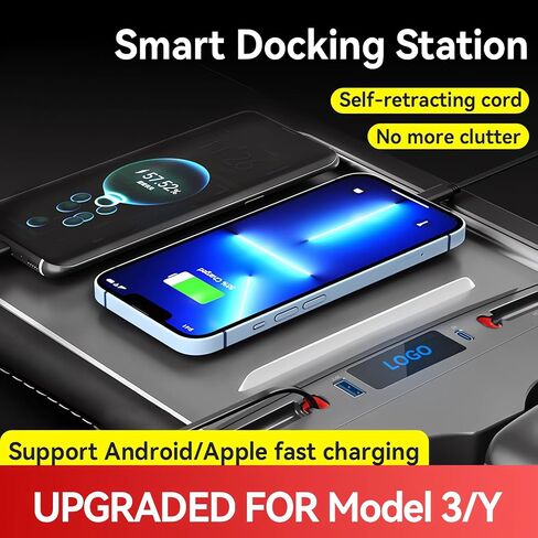 موزع USB قابل للسحب من Tesla، شحن سريع، تنظيم سهل، متوافق مع أجهزة متعددة، تصميم أنيق، مثالي لعشاق التكنولوجيا، لـ Tesla Modle 3 & Y 2021-2023 (Type-C+Type-C) in Saudi Arabia