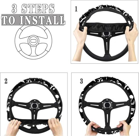 Forchrinse 3D Art Flower Auto Steering Wheel Covers,Anti-Slip Soft Car Steering Wheel Protector for Most Cars in Saudi Arabia
