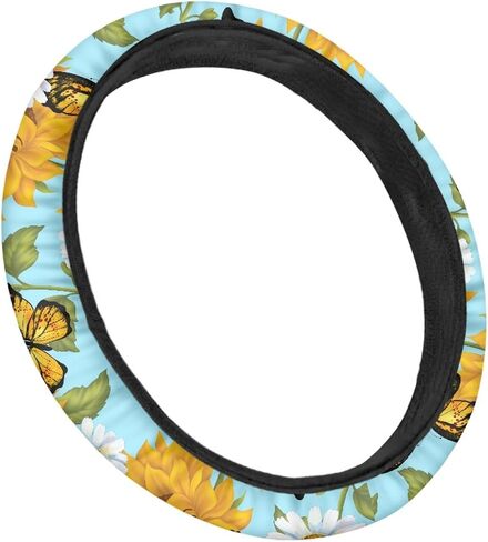 Forchrinse 3D Art Flower Auto Steering Wheel Covers,Anti-Slip Soft Car Steering Wheel Protector for Most Cars in Saudi Arabia
