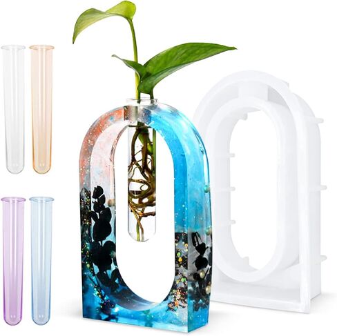 9Pcs Clear Test Tubes for Plant Propagation Station Resin Molds, Acrylic Propagation Tubes Hydroponic Vase for Hydroponic Plants/Flowers Decoration in Saudi Arabia