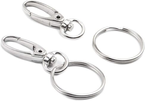 30 Pieces Silver Metal Swivel Lobster Clasp Lanyard Clips Trigger Snap Hooks and 30 Pieces Split Key Rings 25mm for Keys DIY Making in Saudi Arabia