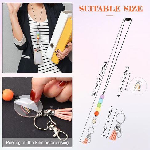 Fumete 10 Pcs Teacher Lanyard Personalized Cute Beaded Lanyards Inspirational Rainbow Lanyard for Keys and ID Badges Students Gifts Employee Appreciation Gifts Nurses Coworker Thank You Gifts in Saudi Arabia