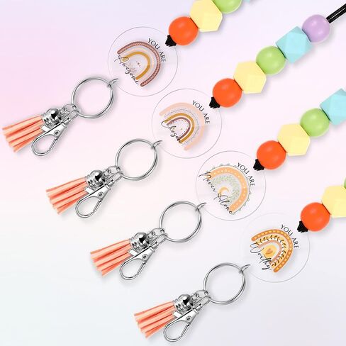 Fumete 10 Pcs Teacher Lanyard Personalized Cute Beaded Lanyards Inspirational Rainbow Lanyard for Keys and ID Badges Students Gifts Employee Appreciation Gifts Nurses Coworker Thank You Gifts in Saudi Arabia
