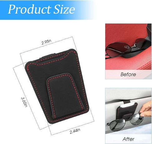 AUKEPO Sunglasses Holder for Car Sun Visor, Eyeglass Mount with Ticket Card Storage, Magnetic Leather Glasses Hanger Clip, Auto Interior Accessories Universal for Vehicle Truck SUV in Saudi Arabia