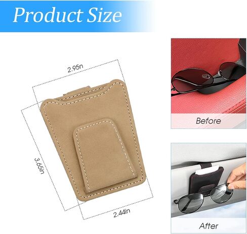 AUKEPO Sunglasses Holder for Car Sun Visor, Eyeglass Mount with Ticket Card Storage, Magnetic Leather Glasses Hanger Clip, Auto Interior Accessories Universal for Vehicle Truck SUV in Saudi Arabia
